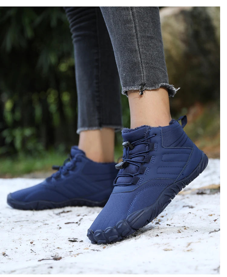 Winter Warm Running Barefoot Shoes Women Men Rubber Camping Sneakers Waterproof Non-Slip Breathable for Outdoor Walking