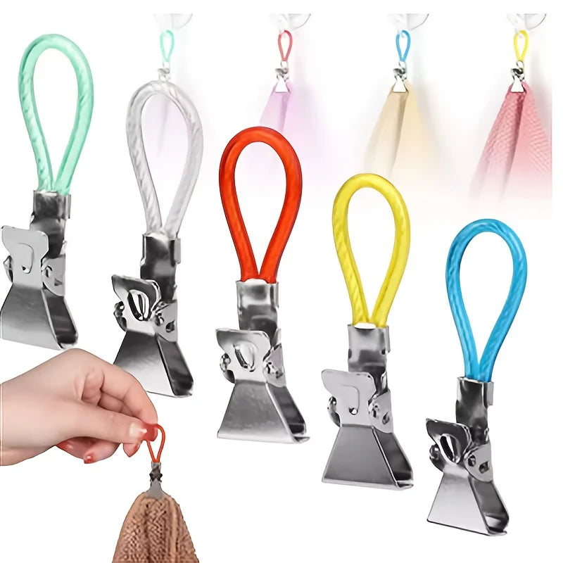 Towel Hanging Clip, Colorful Metal Clip Hook Loop, Hand Towel Hanger, Clothes Hanger, Hanger Stand,Kitchen Bathroom Storage Rack
