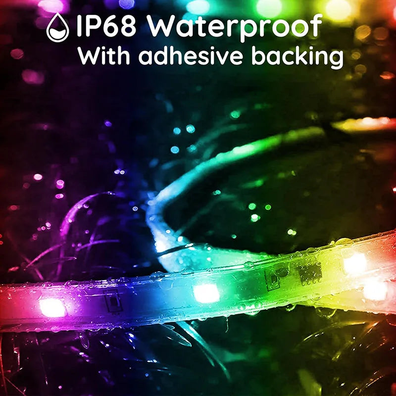 5M 10M 15M Outdoor Waterproof RGB-IC LED Strip Light,Music Sync USB DC 5V Flexible Lamp Tape For Indoor Outdoor Home Decor