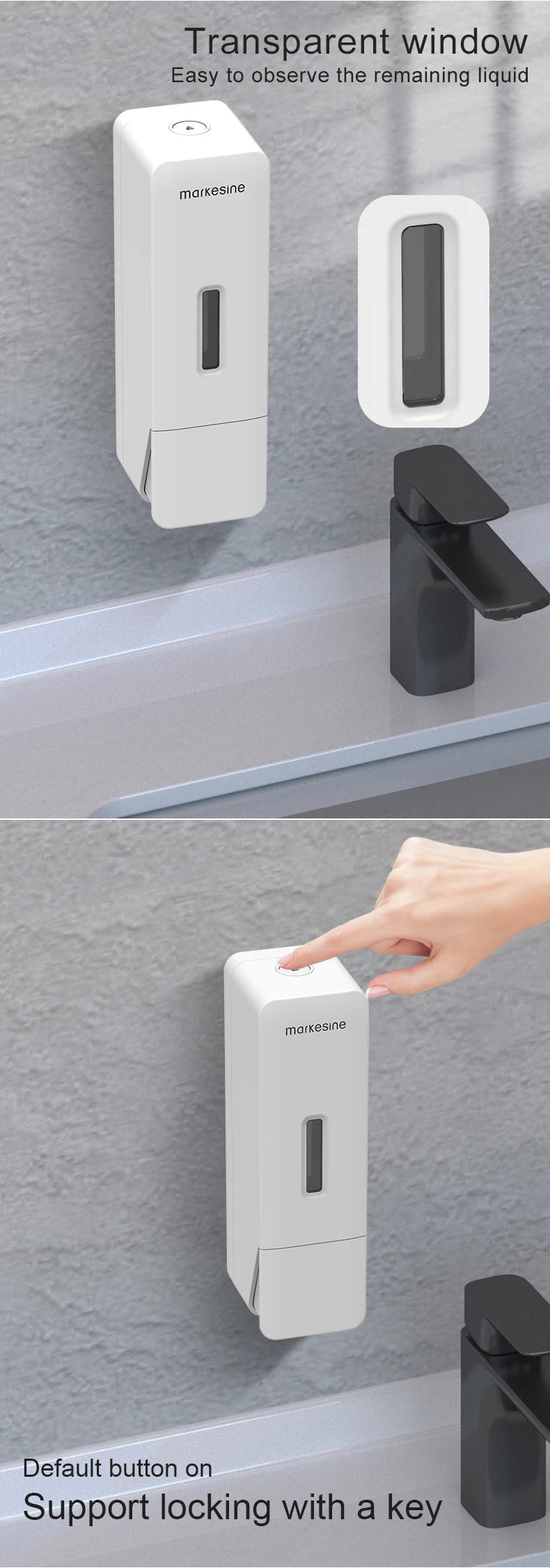 Liquid Dispensing Bottle Shower and Lotion Dispenser Waterproof Shampoo Gel Container Wall Mount Manual Press Soap Dispenser