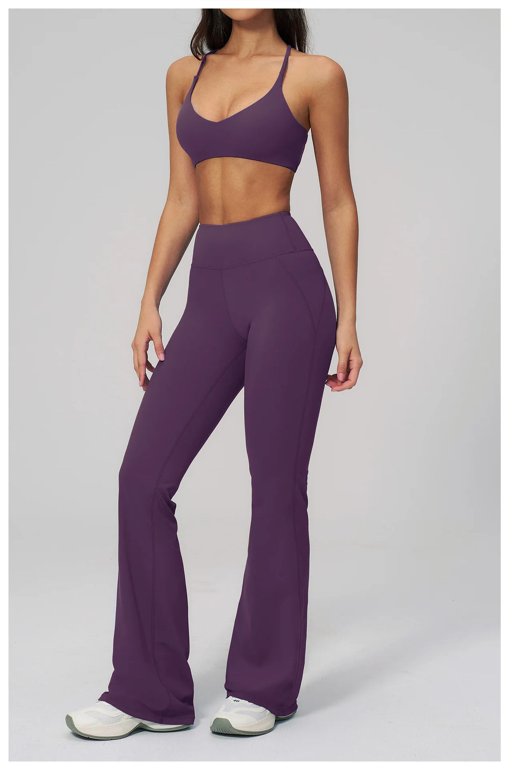 Women's Tracksuits 2PCS Flared Pants Yoga Set Gym Fitness Outfits Female Shockproof Sports Bra Yoga Workout Clothes Sports Sets