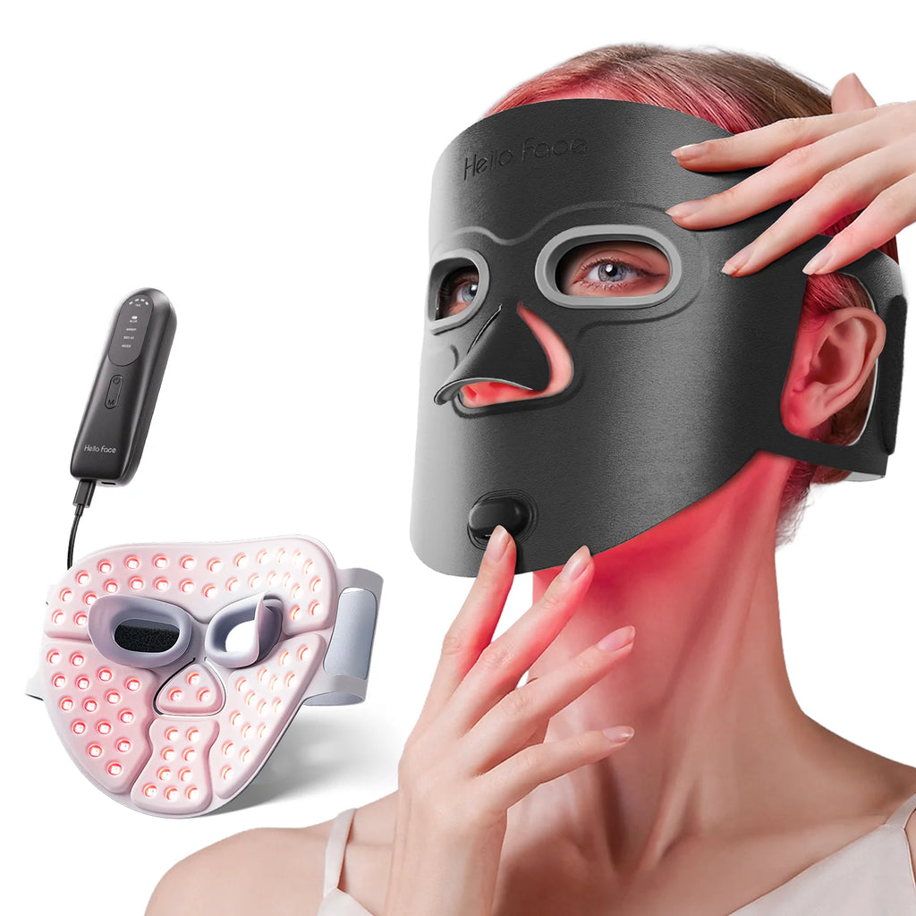 Hello Face M500S Black Wireless Face Black Mask Light Therapy 850nm Infrared & 660 nm Red Light Masks