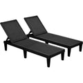Black Outdoor Adjustable Waterproof Chaise Lounge Set of 2 for Poolside Patio