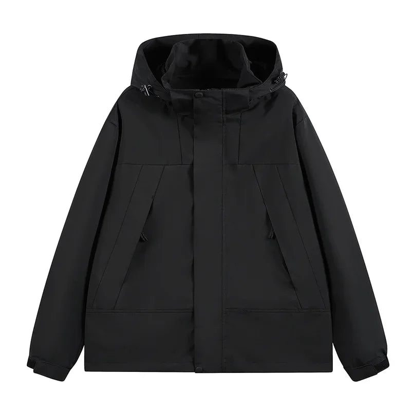 Women Outdoor Waterproof Cycling Jackets Autumn Winter Multi-Pocket Workwear Climbing Clothes Lightweight Loose Windbreaker Coat