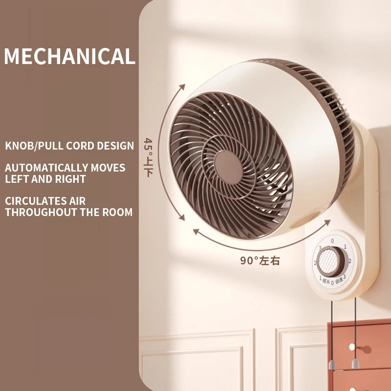 Electric fan, small household wall-mounted air circulation wall fan, kitchen and bathroom punch-free wall-mounted fan