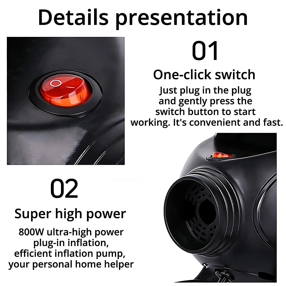 800W Electric Air Pump 2-in-1 Inflate Deflate Voltage：AC110/220V AU US EU UK Plug for Pool Boat Yoga Mat Vacuum Bag、air Bed