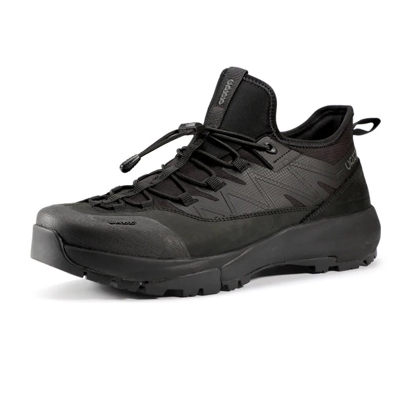 Genuine Leather Hiking Walking Shoes for Men Elastic Band Non Slip Sneakers Comfortable Outdoor Travel Running Shoes