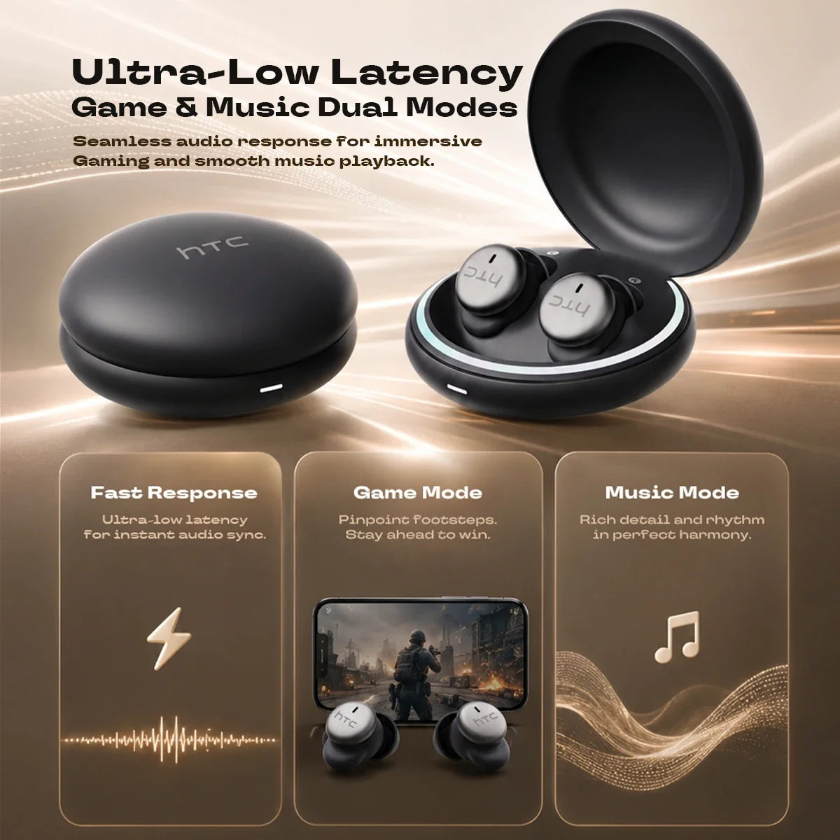 HTC NE92 Sleeping Mini Bluetooth Earphones TWS Wireless Headphones With Mic Noise Reduction Soft In-Ear Earbuds