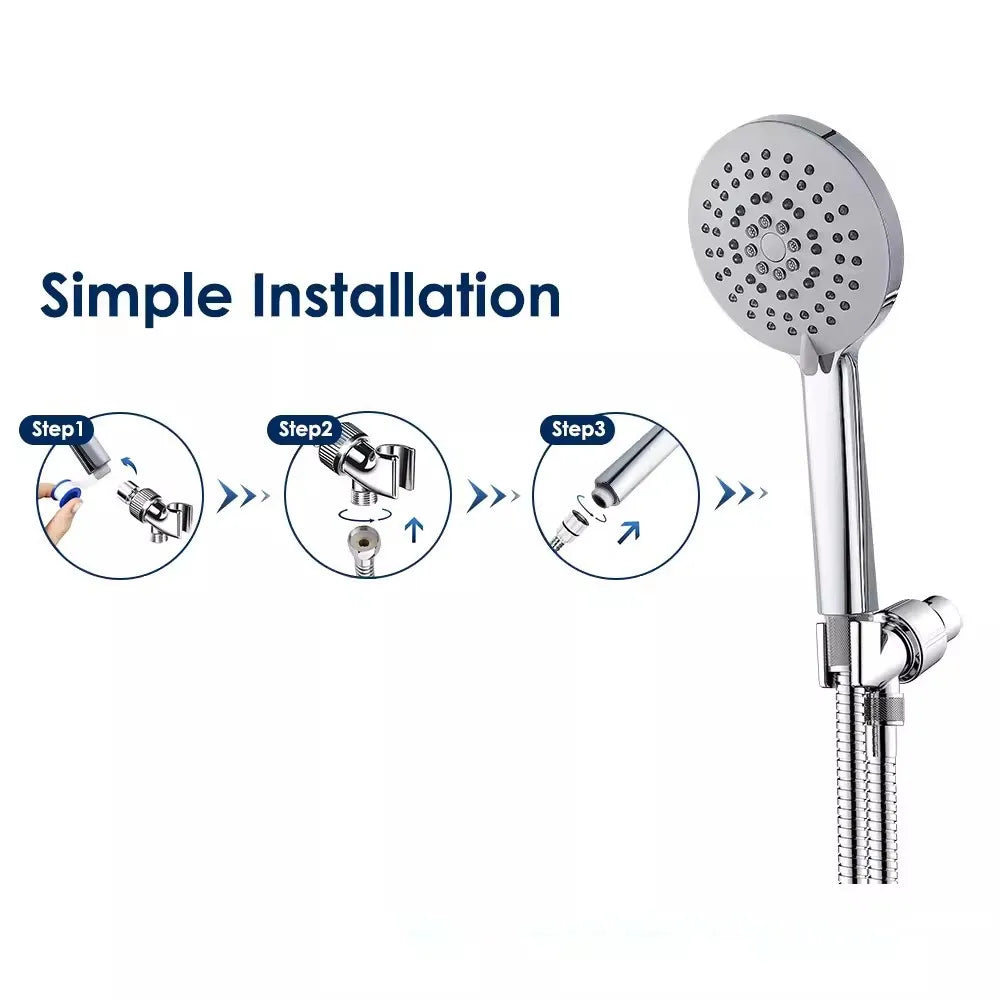 Handheld Shower Head Arm Holder G1/2″ Three-Way Adjustable Bracket With Swivel Ball Universal Mount Diverter Bathroom Accessory
