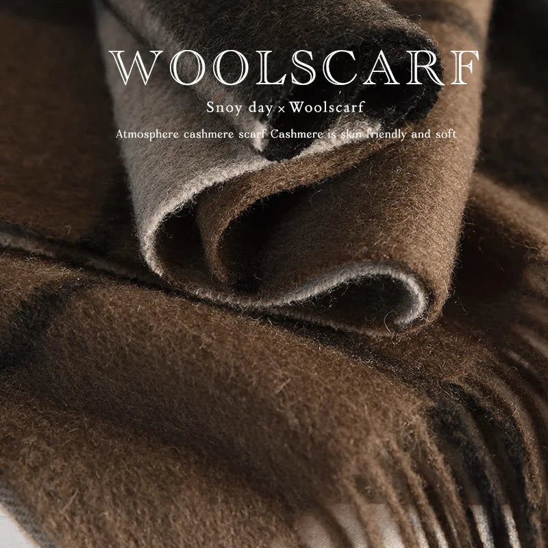 High Quality 100% Wool Muffler Classic Simple Solid Men Women Scarf Fall Winter Thick Casual Shawl Male Female Tassel Scarves