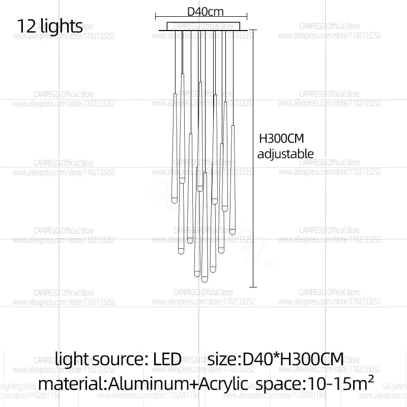 Modern LED Living Room Long Pendent Lamp Attic Light Indoor Lighting Villa Staircase Chandelier Dining Room Ceiling Lamp