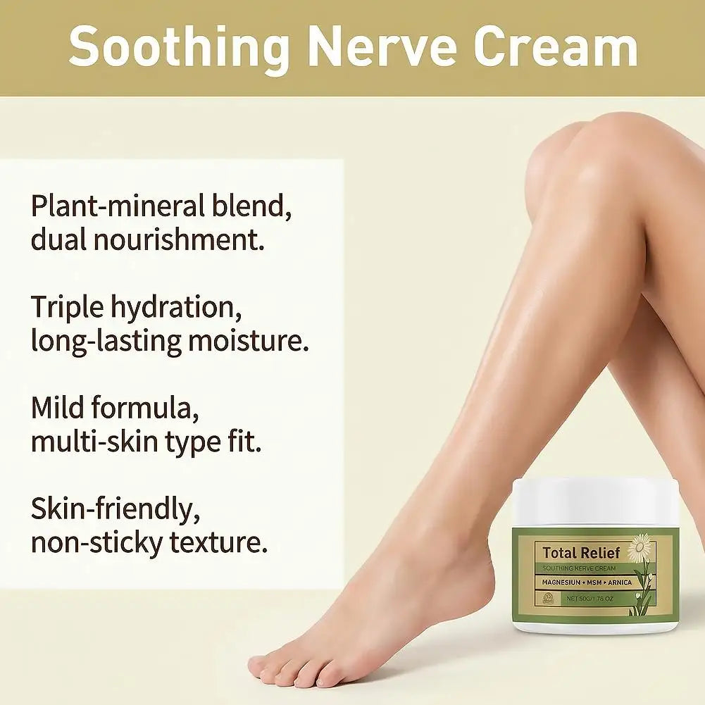 Natural Nerve Relief Cream With Magnesium Arnica Gentle Plant-Based Body Butter For Soothing Skin Care
