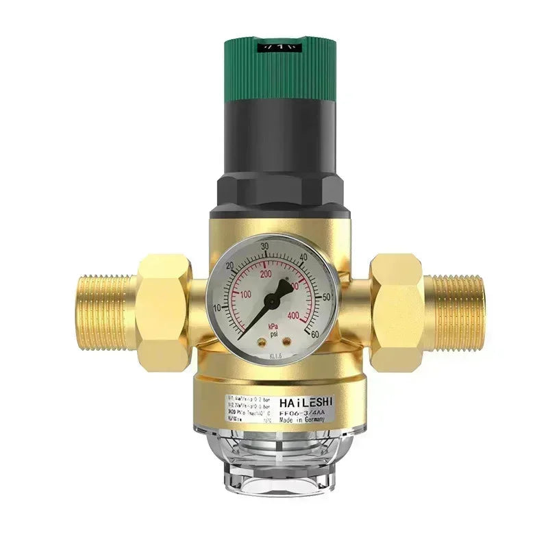 1/2" 3/4" 1" Brass Adjustable Pressure Reducing Valve With Pressure Gauge Cross-border Pressure Stabilizing Valve