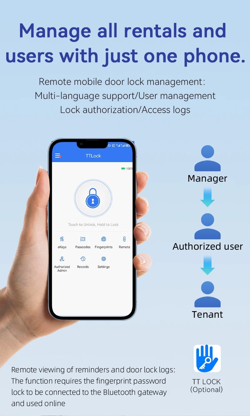 Tuya Bluetooth Smart Fingerprint Door Lock Electronic Lock With Password/Key/Card/APP Unlock Home Protection Smart Life Control