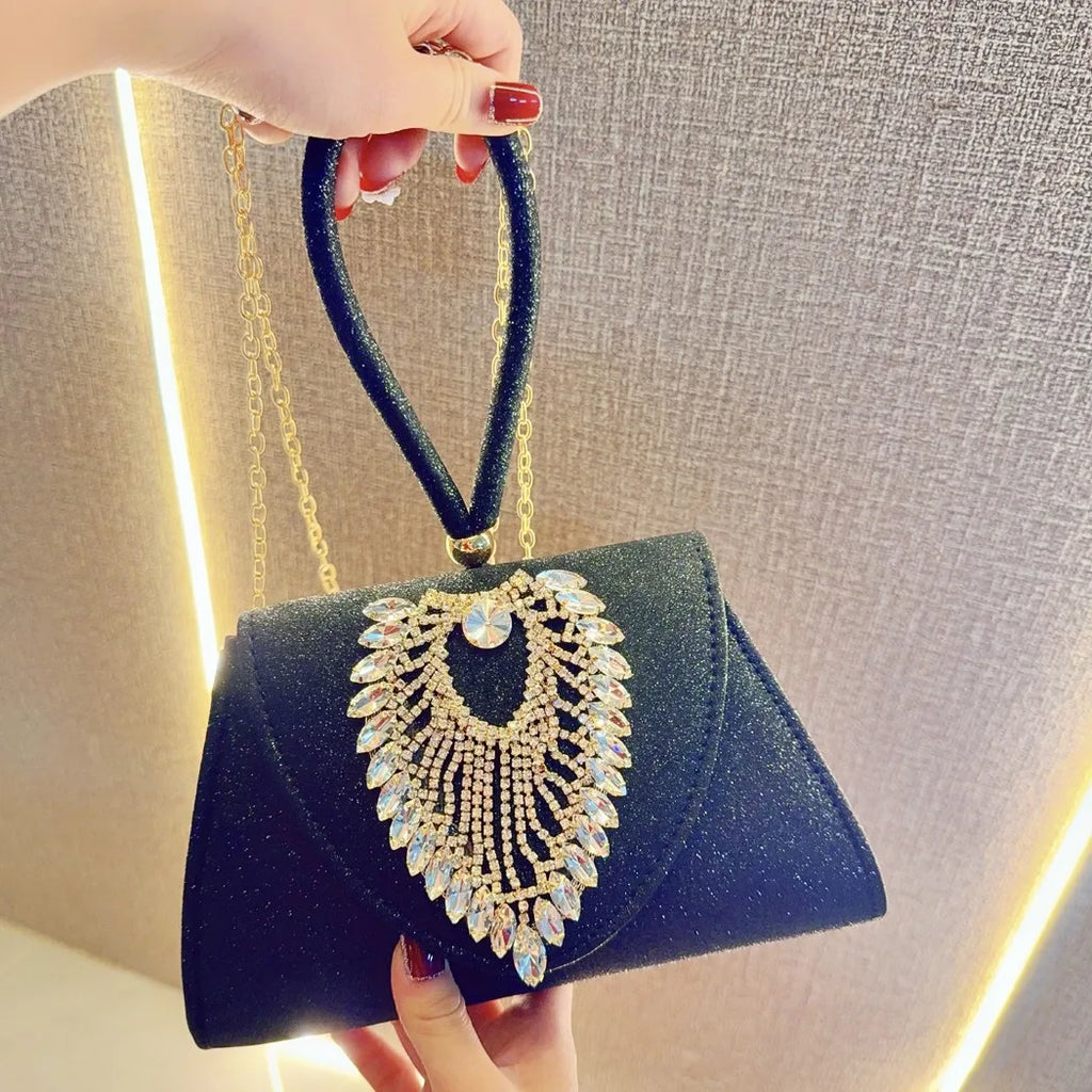 2025 Women Beaded Clutch Purses Vintage Rhinestone Evening Bag Glitter Sik Clutch Purse Ladies Dinner Flormal Crossbody Bag