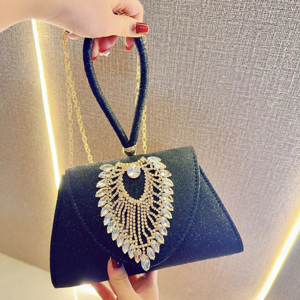 2025 Women Beaded Clutch Purses Vintage Rhinestone Evening Bag Glitter Sik Clutch Purse Ladies Dinner Flormal Crossbody Bag