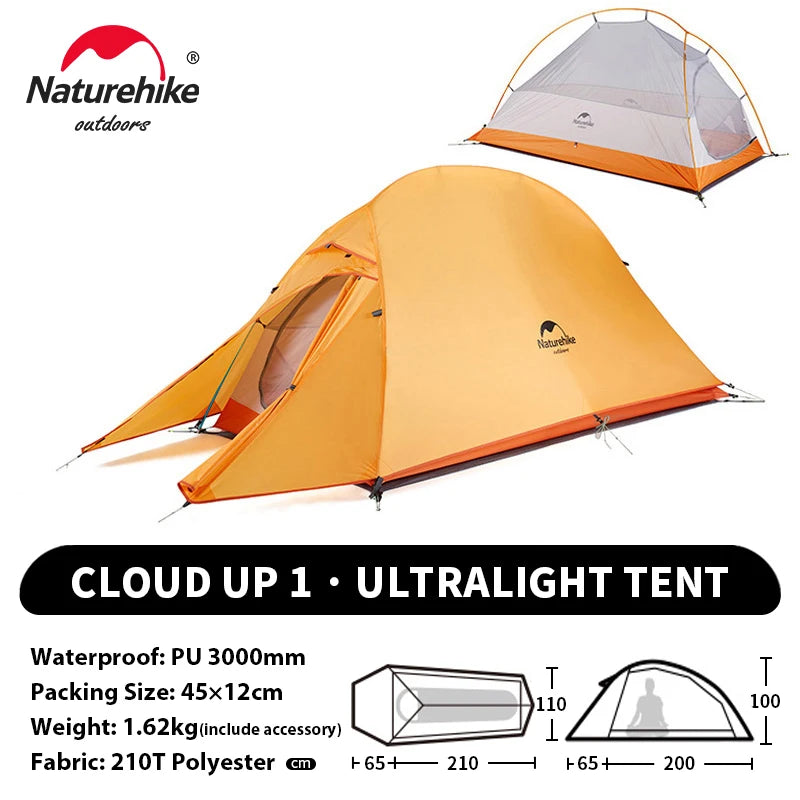 Naturehike Cloud Up 1 Upgraded Tent Ultralight Camping Tent Waterproof Outdoor Hiking Travel Tent Backpacking Cycling Tent