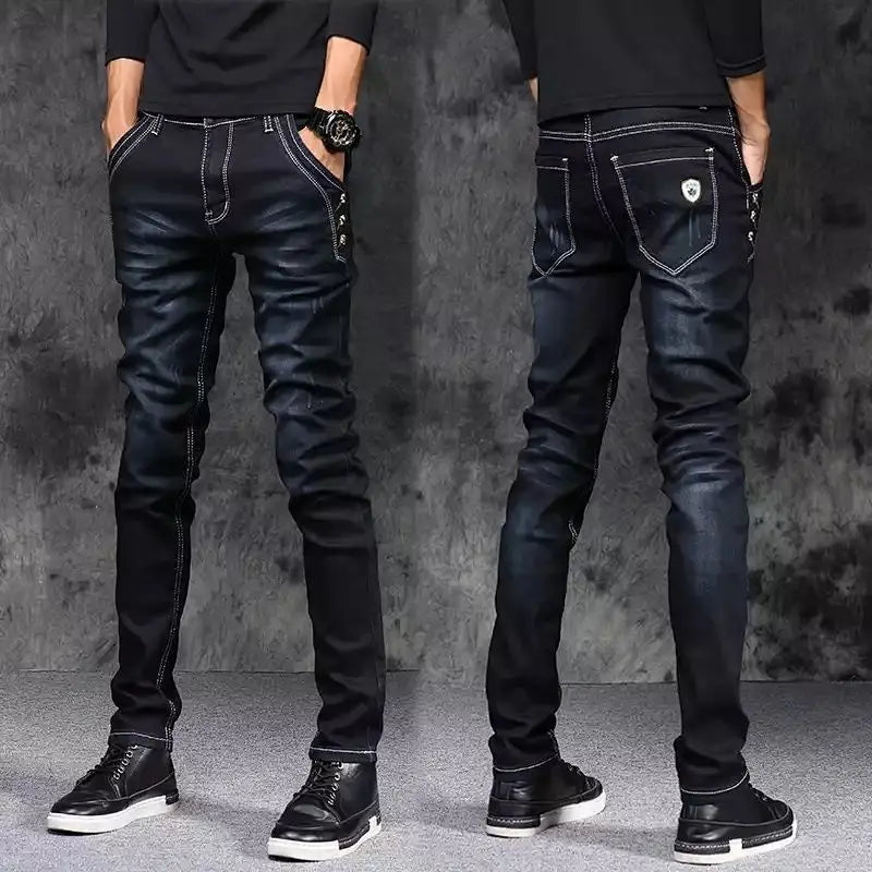 Men's Jeans Luxury Fashion Korean Kpop Washed Brand Boyfriend Men's Slim Denim Jeans Spring Autumn Casual Style Trousers Male