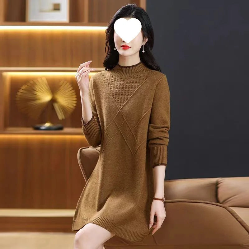 Women's Turtleneck Knitwear Top Long Sleeve Pullover Sweater Woman Clothing Fall Winter Knit Basic Blouse Wool Ladies Sweater