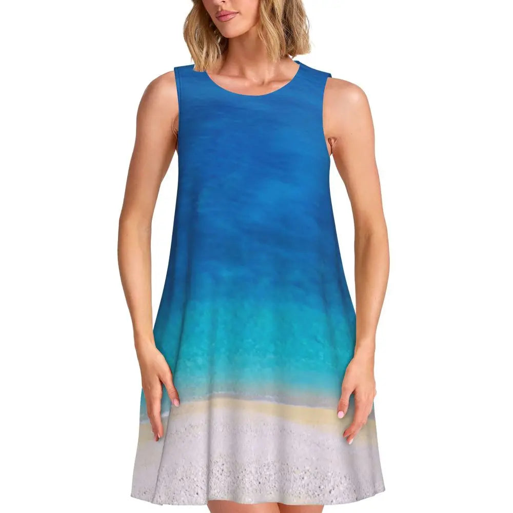 Hawaii Beach Dress Palm Tree Print Sexy Dresses Women Sleeveless Aesthetic Tank Dress Daily Print Oversized Vestidos