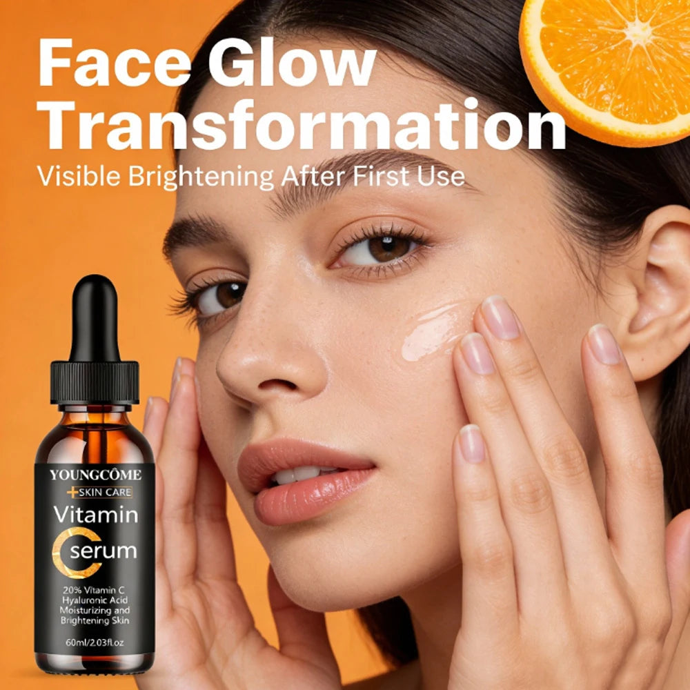YOUNGCOME Vitamin C Hyaluronic Acid Serum - Daily Hydrating & Radiance-Boosting Facial Essence for All Skin Types 40/60ML