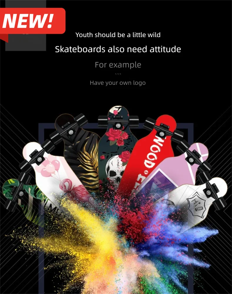 Korean Style Mini Dancing Four-Wheel Short Skateboard, Street Cruising Portable Commuter Skate Board for Adults Teenagers Boys
