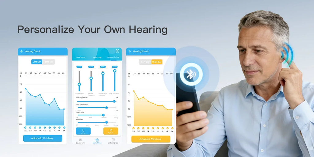 Banglijian OTC Hearing Aid, Bluetooth & App, Large Charging Case, Smart Noise Cancelling for Seniors & Hearing Impaired