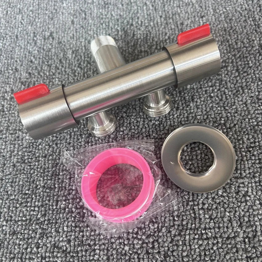 Double Handle Stainless Steel Faucet Bathroom Washing Machine Faucet Dual Use Angle Valve Inlet Valve Accessories