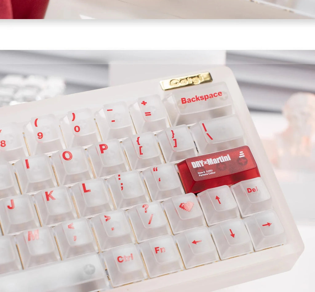 White Frog Korean Keycap Mist Pc Transparent Light Cherry 154/131 Key2.25/2.75/7U Space Bar Retro Red L Shape Enter Key Keycaps
