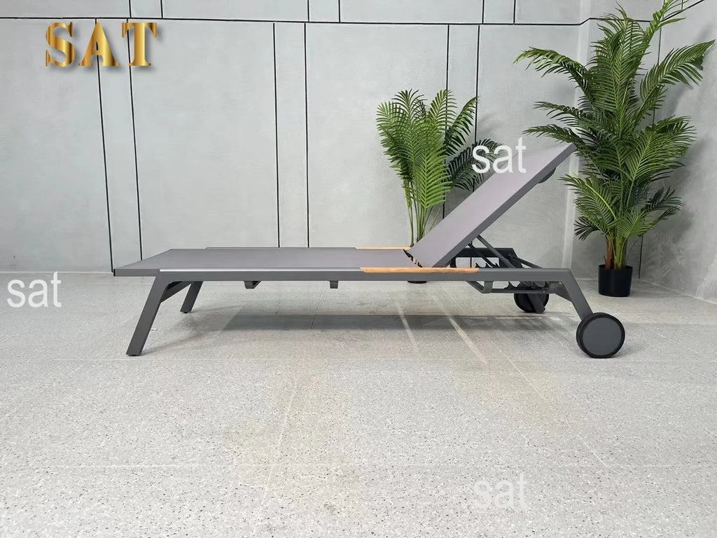 & Modern Outdoor Patio Sun Loungers Villa Portable Beach Pool Lounger Aluminum Sunbed for Hotel Resort