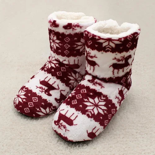 Home Slippers Boots Womens Winter Warm Indoor Christmas Elk Fur Contton Plush Anti Skid Non Slip Soft Deer Female Floor Shoes