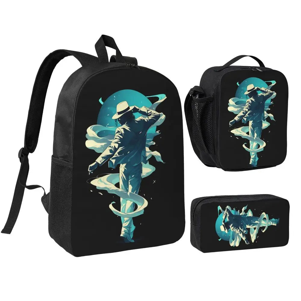 MJ 3pecs/set Backpack for Student High School Daypack Lunch bag Pencil Case