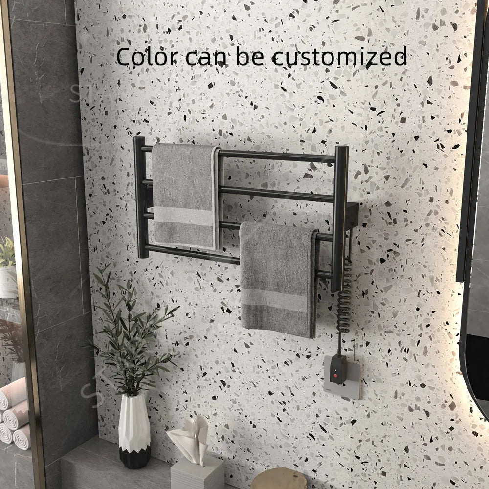 Bathroom Accessories Black Stainless Steel Towel Dryer Heating Smart Electric Towel Rack