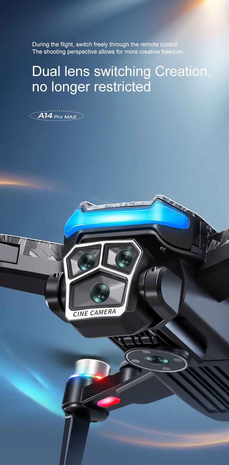 Original A14Pro max GPS Brushless 8K three Camera Optical Flow Obstacle Avoidance Foldable Quadcopter RC Distance Drone Toys