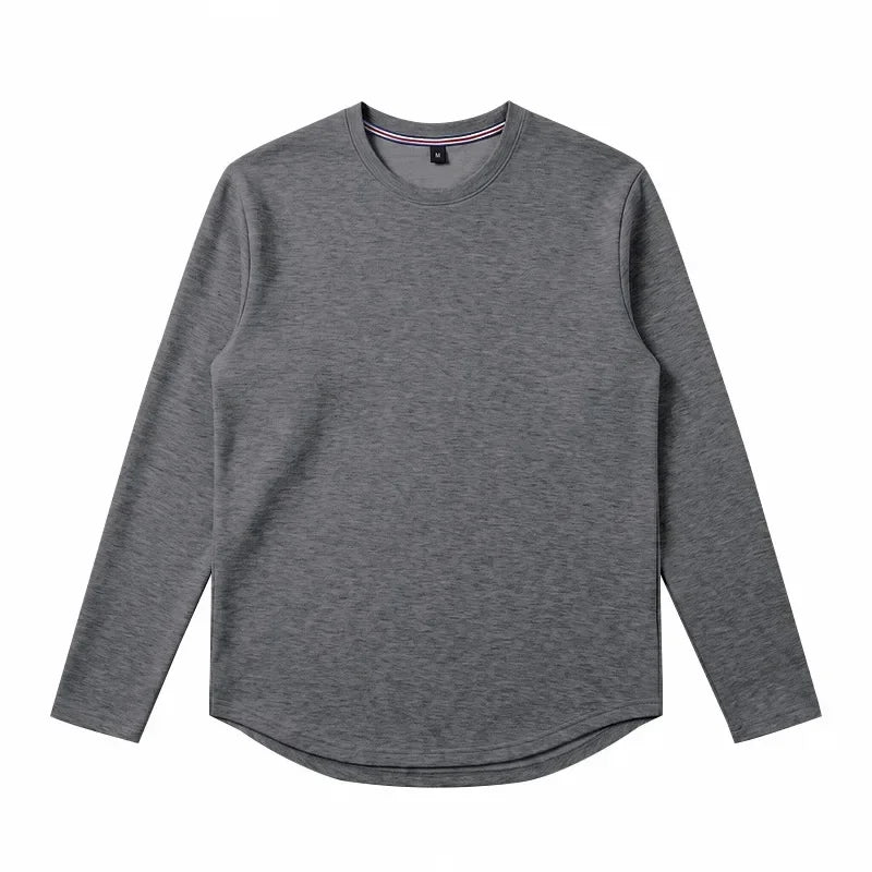 Autumn and Winter Men's Thin Casual Crew Neck Pullover Loose Versatile Breathable Commuter Long Sleeve Bottom T-Shirt