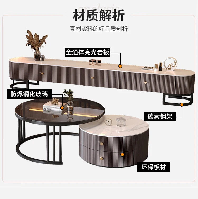 Modern Metal Handles Tv Stand European Unique Simple Minimalist Tv Stand Trendy Industrial Tv Meubel Furniture Home Living Room