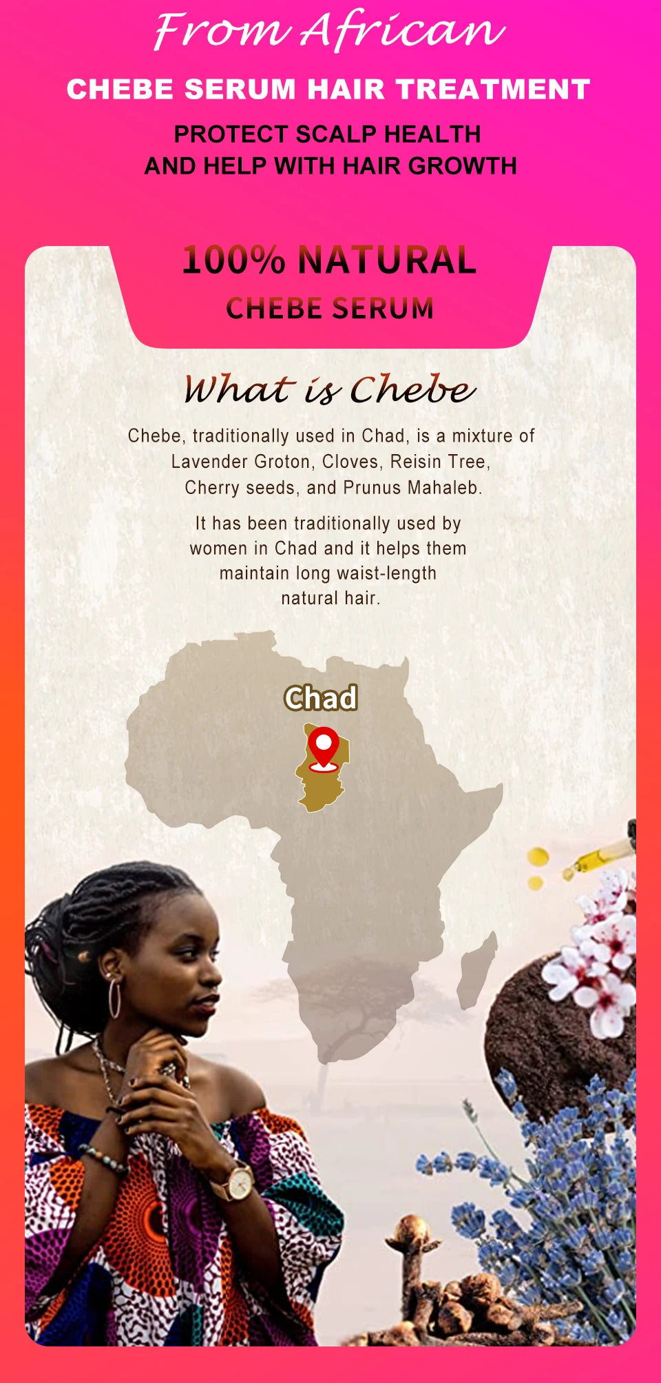 100% Chebe Powder From Chad Africa Women Traction Alopecia Treatment Oil Men Fast Hair Growth Spray Hair Loss Treatment Sevich