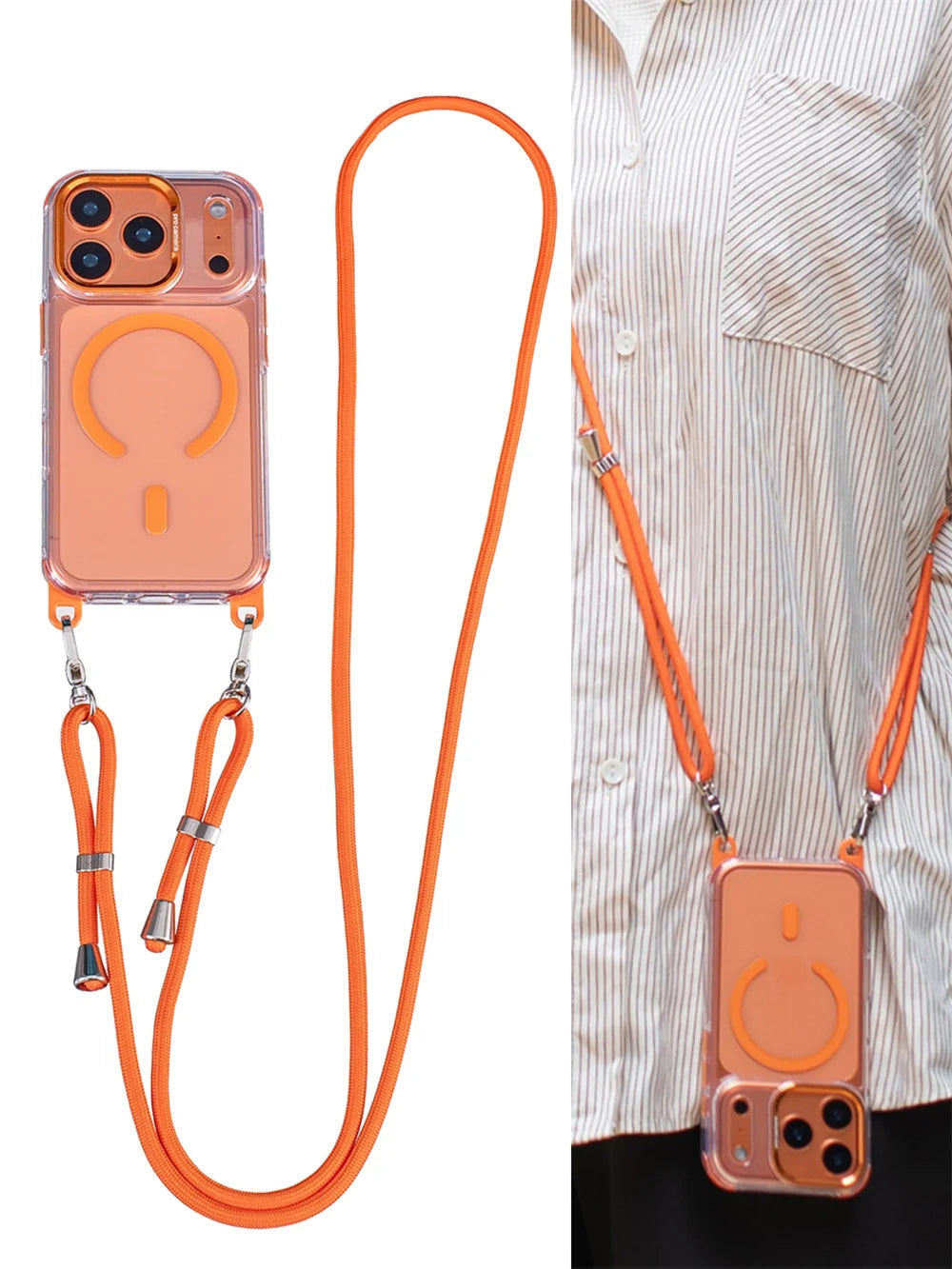 Crossbody Strap For Magsafe Clear Corners Lanyard Phone Case For iPhone 16 17 18 Pro Max Air 14 15 Plus 13 12 Anti-Shock Cover