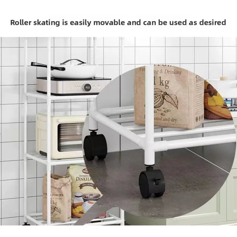 Kitchen storage cart for shelves - multi-level floor-standing household storage unit - bathroom shelf organizer