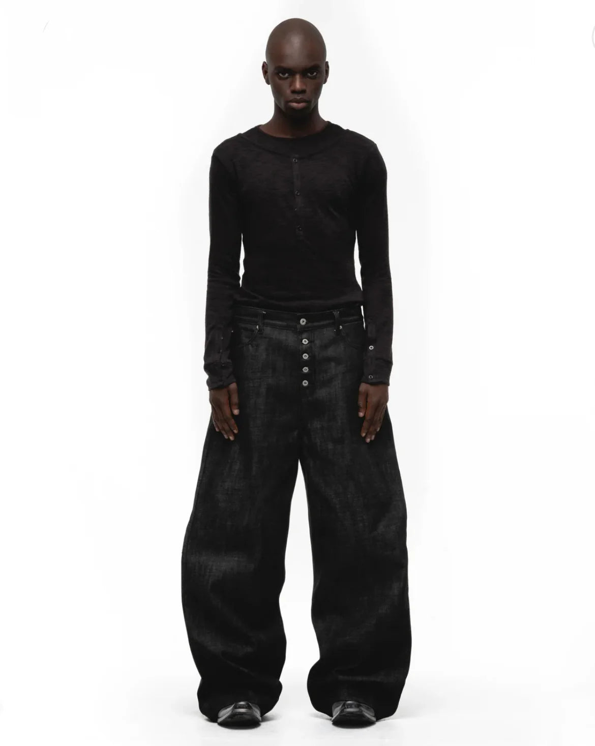 Japanese Raw Denim Loose Fit Jeans Classic Unwashed Cotton Workwear Baggy Trousers for Men