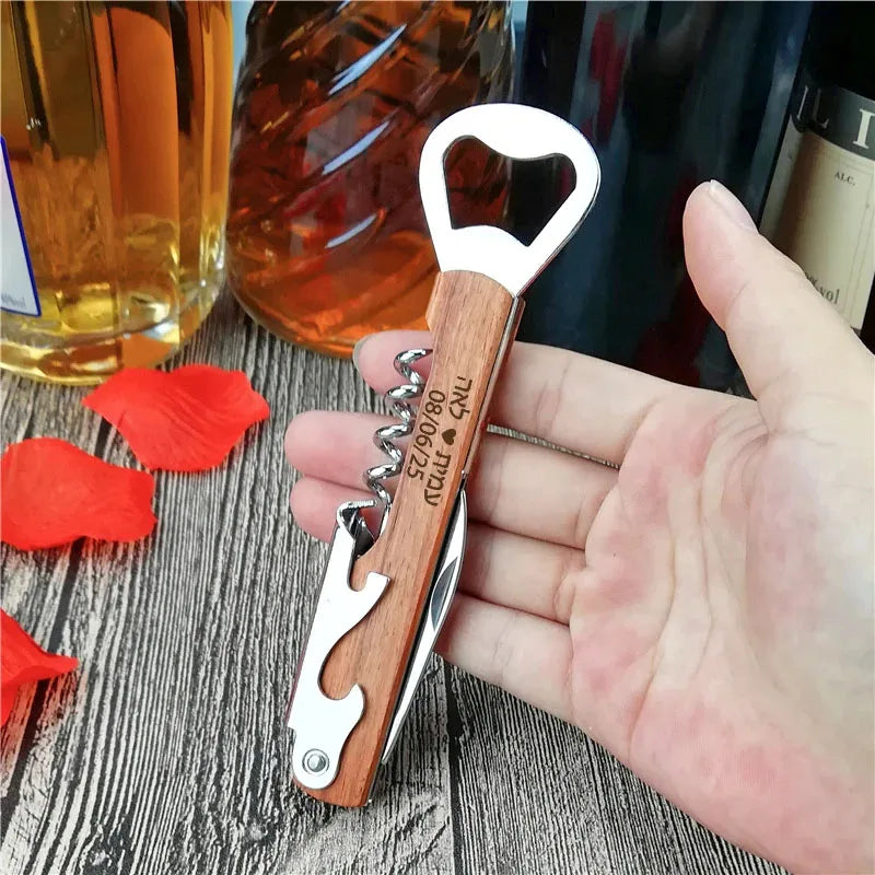 Personalized Wine Opener Corkscrew Groomsman Gifts Multifunction Bottle Opener Father's Day Gifts Wedding Gift