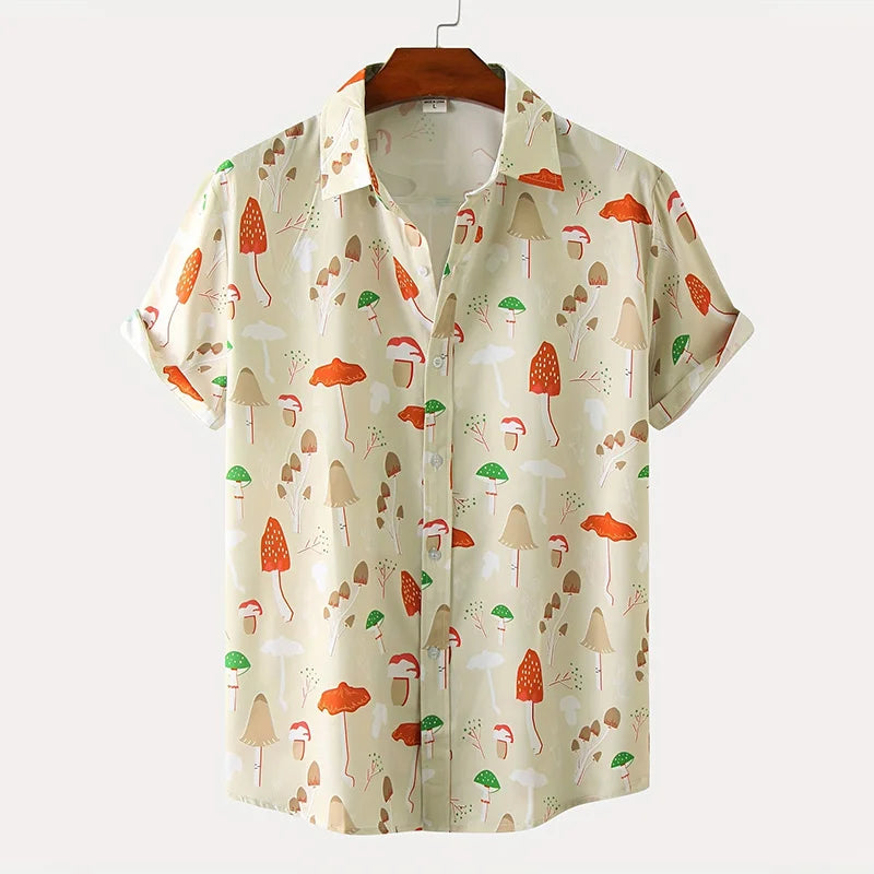 New 3D Dinosaur Printing Shirts for Men Plants Mushroom Graphic Shirts for Women Children Fashion Hawaiian Shorts & Blouses Tops