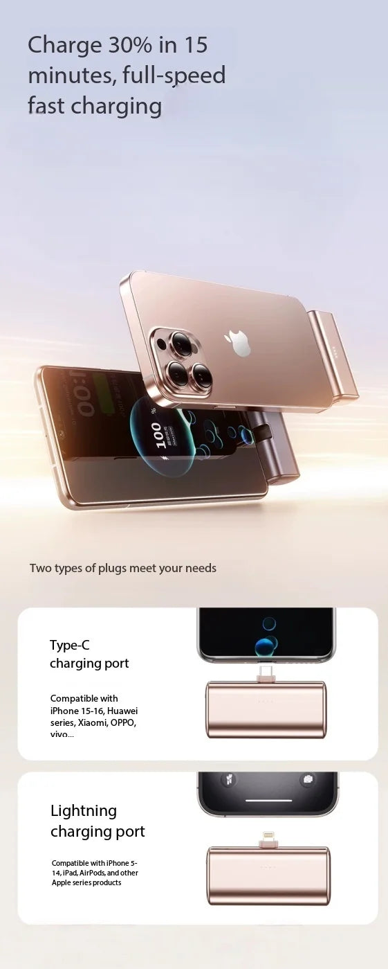 500000mAh 6000mAh 22.5W Fast Charging Mini Portable Charger USB-C Power Bank Suitable For IPhone 16/15 Series Android Devices