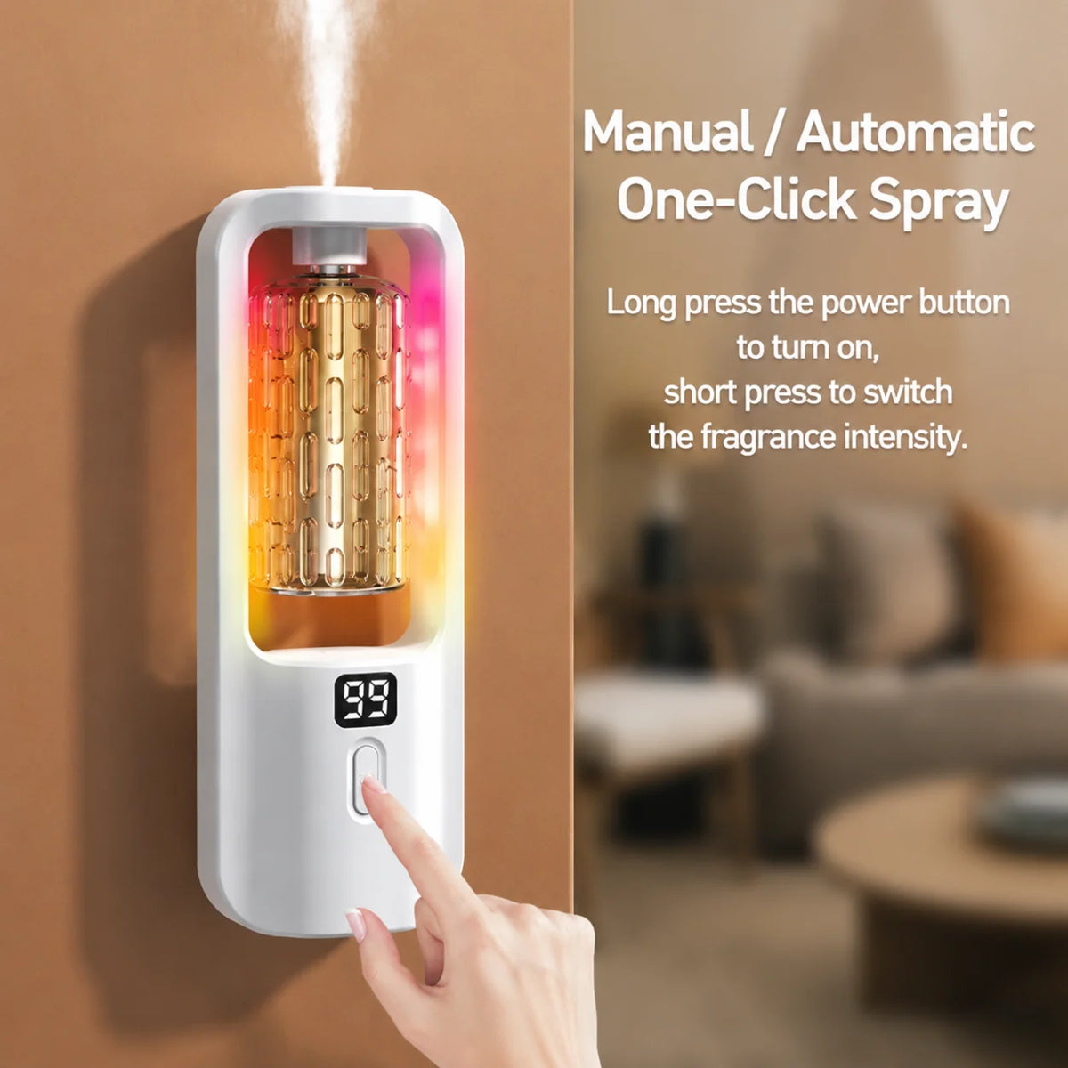 Wall-mounted Essential Oil Diffuser with Cool Mist Spray USB Rechargeable Essential Oil Aromatherapy Machine Air Freshener
