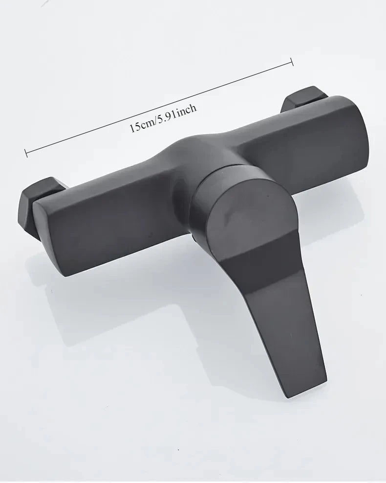 Black Wall-Mounted Shower Mixer Faucet - Single Handle Hot/Cold Water Control Valve for Household Bathroom Accessories
