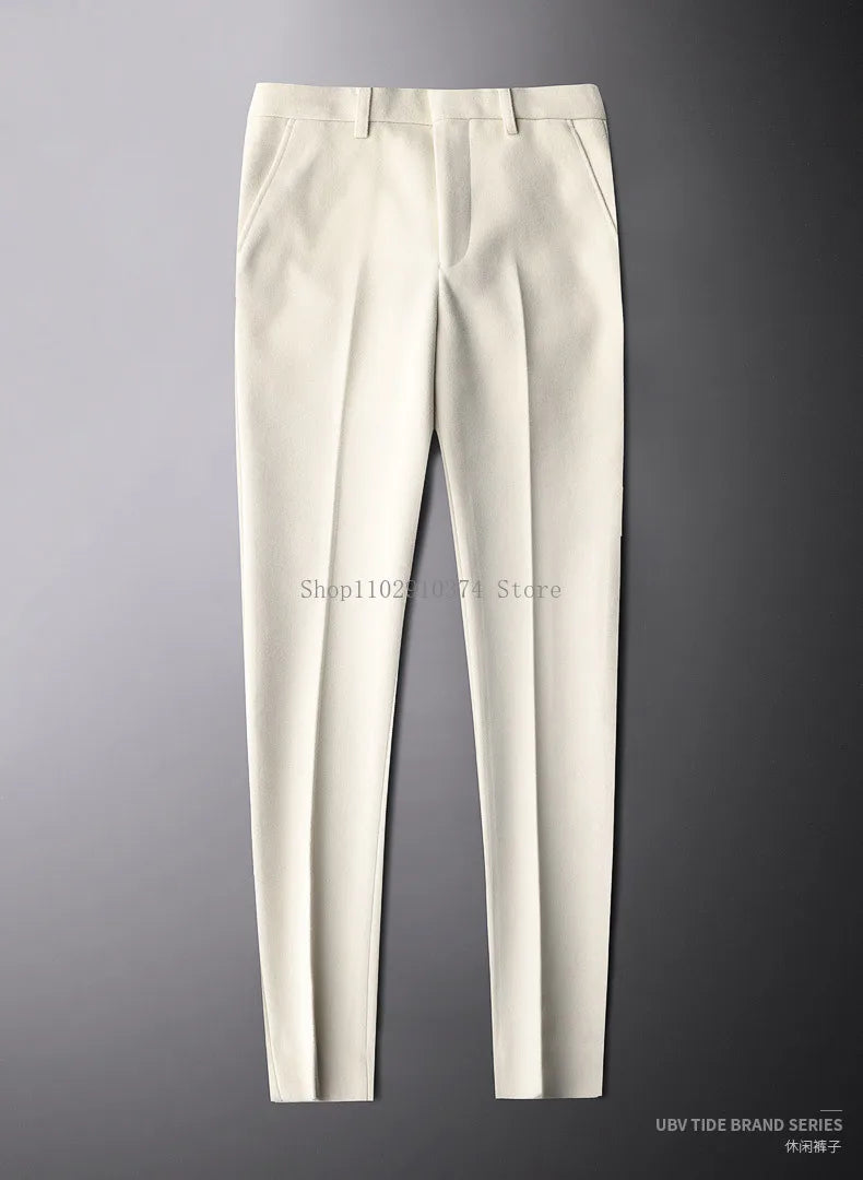 High Quality 2023 Autumn Winter New Men's Suit Pants Fashion Business Casual Woolen Suit Pants Male Straight Formal Trousers