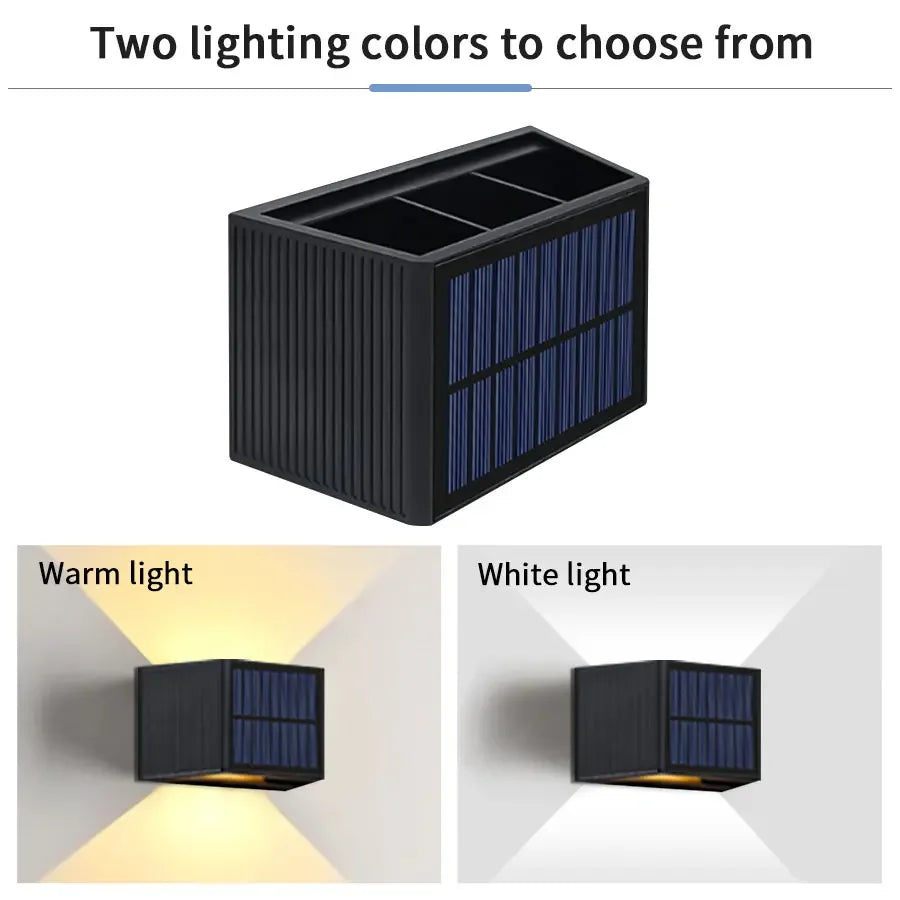 LED Outdoor Solar Lights Up And Down Lighting Wall Lamp Garden Decor Outdoor Solar Spotlights Solar Powered Sunlight Wall Sconce