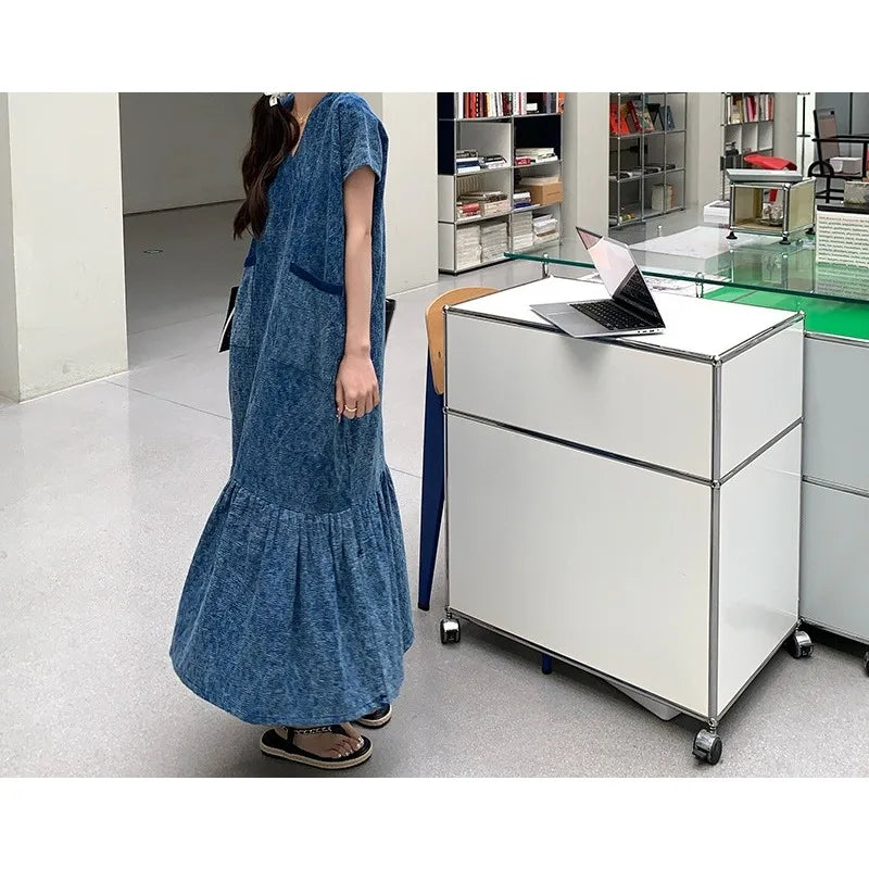 Retro Denim Dress Women's Summer Design Sense Fashion Loose Dress