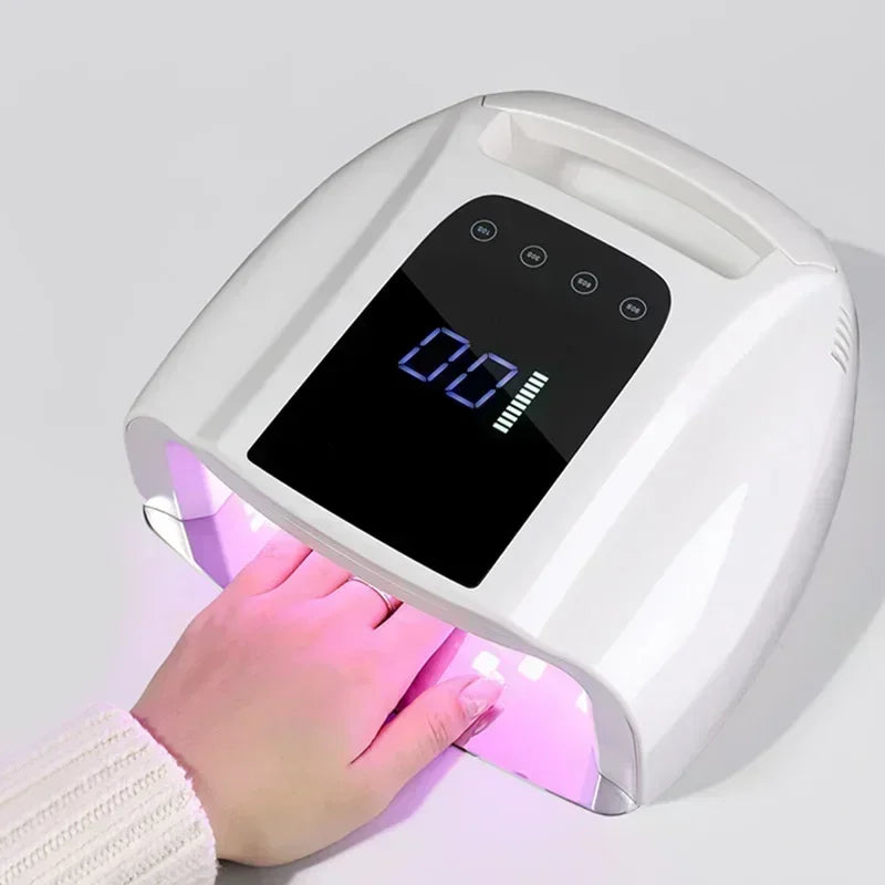 Dual Light Source Rechargeable Nail Lamp with Mirror Bottom Cordless Gel Polish Dryer Pedicure Machine Wireless Nail UV LED Lamp