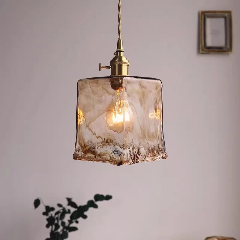 Modern Brass Glass Pendant Lamp - Kitchen Island Hanging Chandelier for Dining Room, Living Room & Bedroom Ceiling Lighting